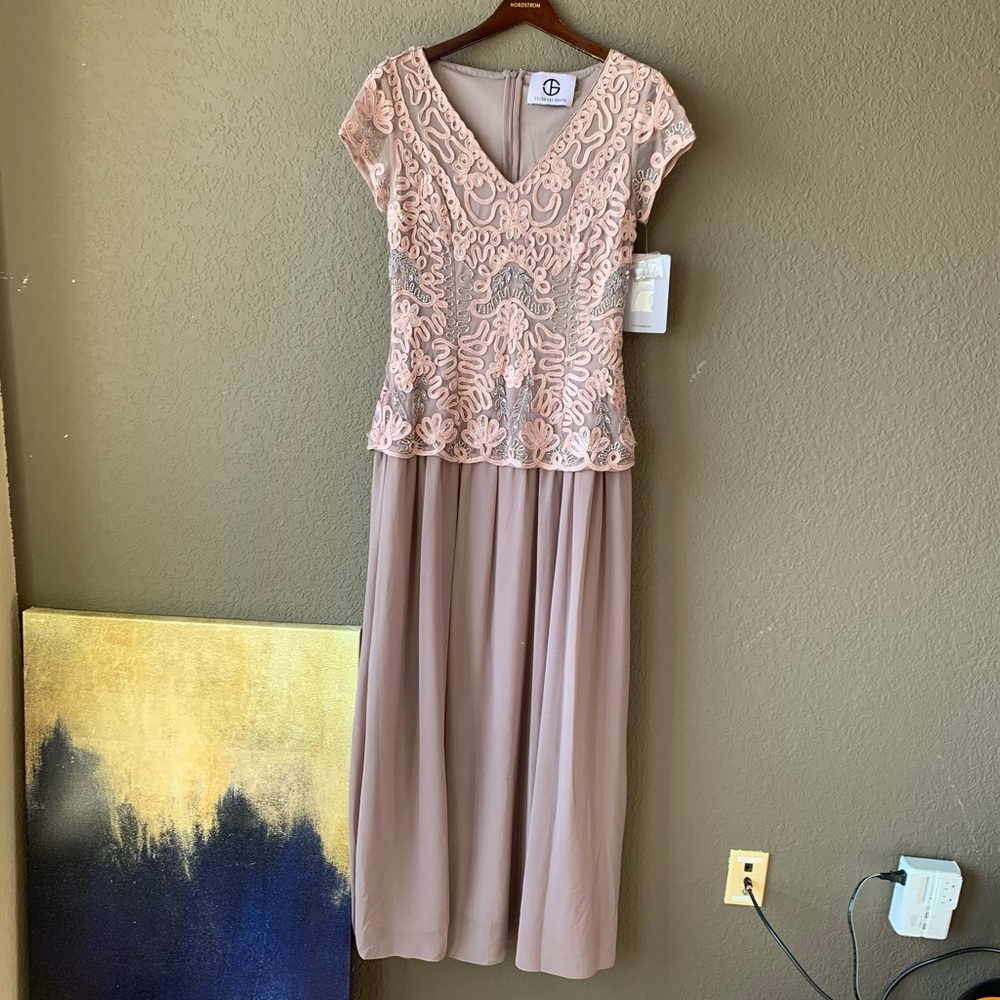 J S Collection size6 embroidered light purple gown